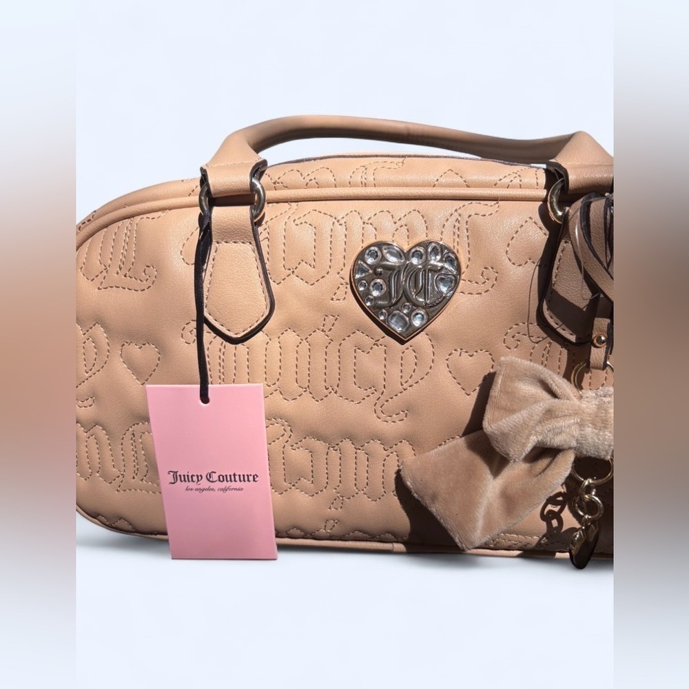 Juicy Couture NWT Lovely Girl Pecan Brown Satchel Bow Heart Bag w/ Charm 🤎 - Picture 3 of 14